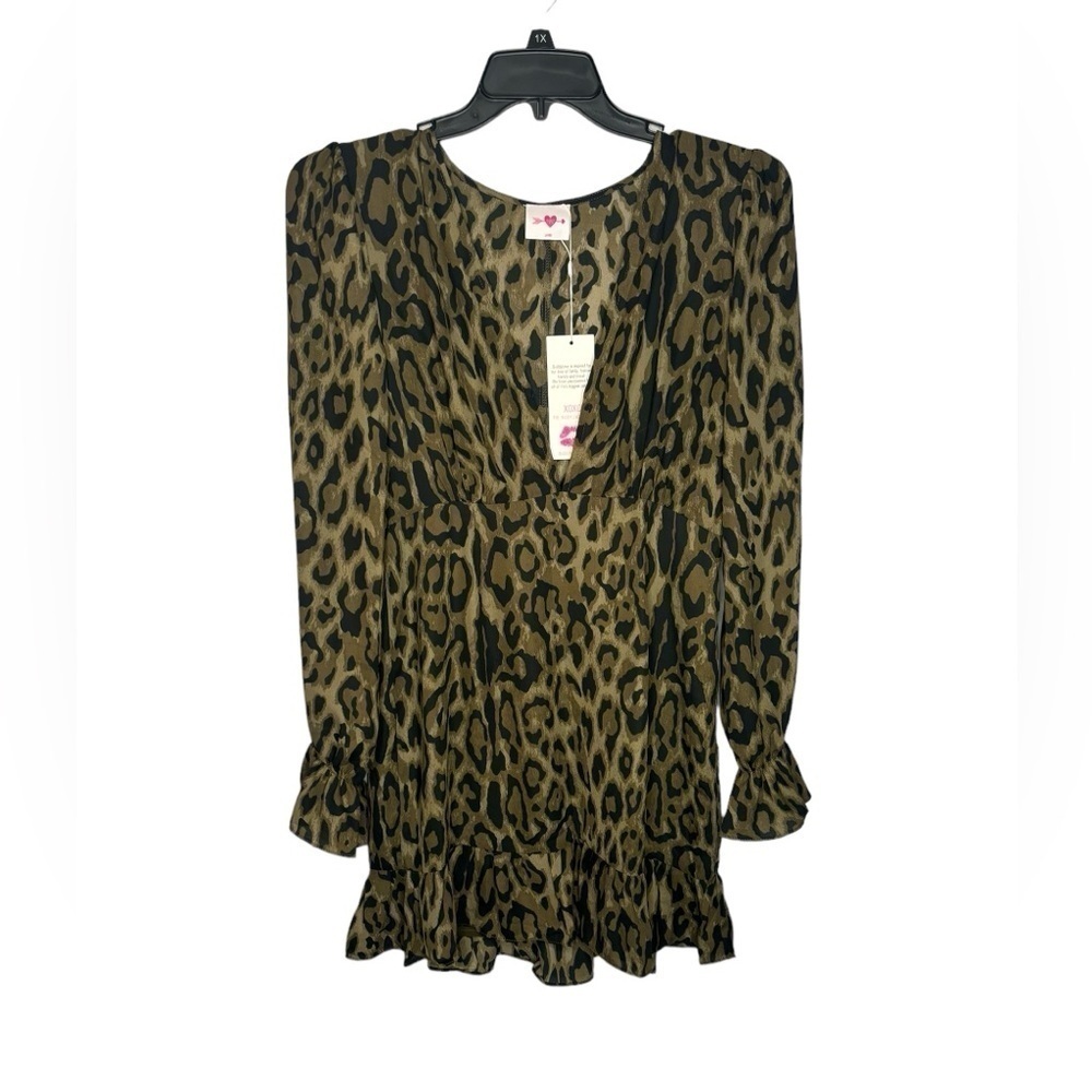 NWT Buddy Love Alicia 5 Long Sleeve Mini Dress Size Large Army Green Black